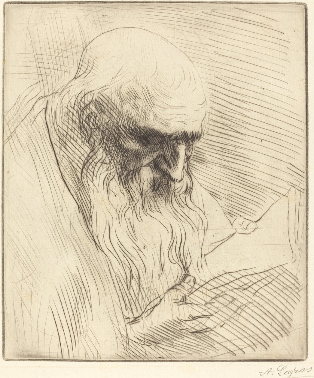 Studie van het Hoofd van een Man die Leest Etude de tete d