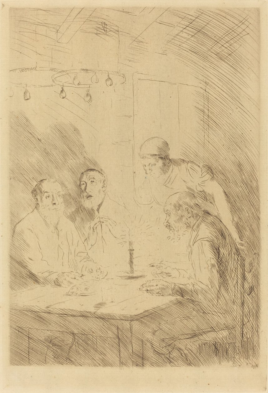 Maaltijd van de armen Le souper chez misere door Alphonse Legros