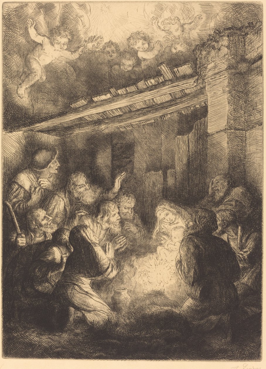 De aanbidding van de herders door Alphonse Legros