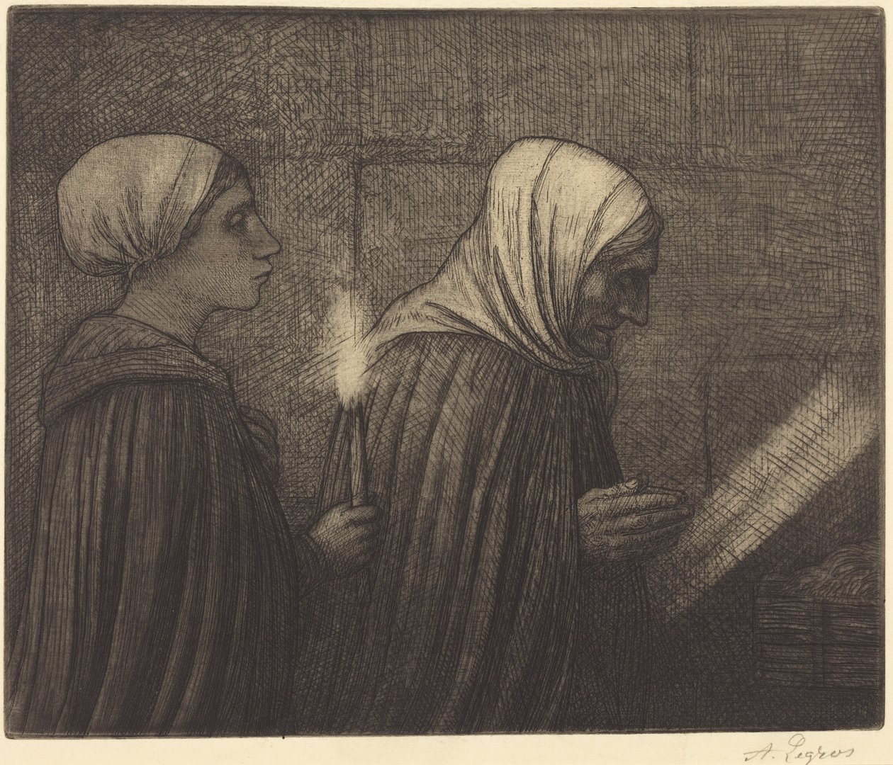 The Manger (De kribbe) door Alphonse Legros