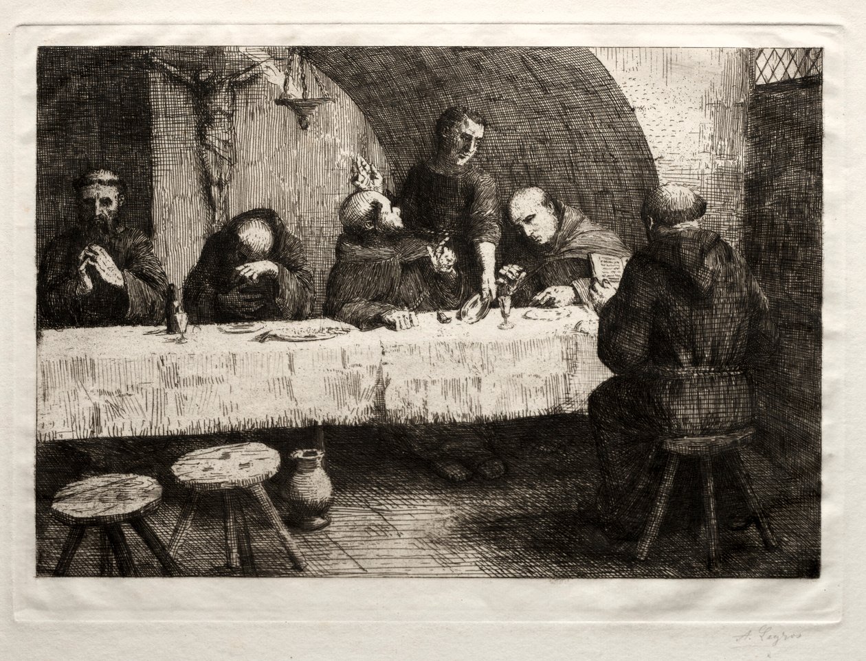 De Refectorium, ca. 1862 door Alphonse Legros
