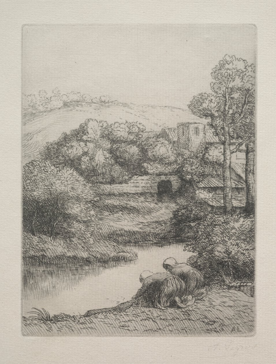 Het washuis (Le Lavoir, Dite "Les Laveuses") door Alphonse Legros