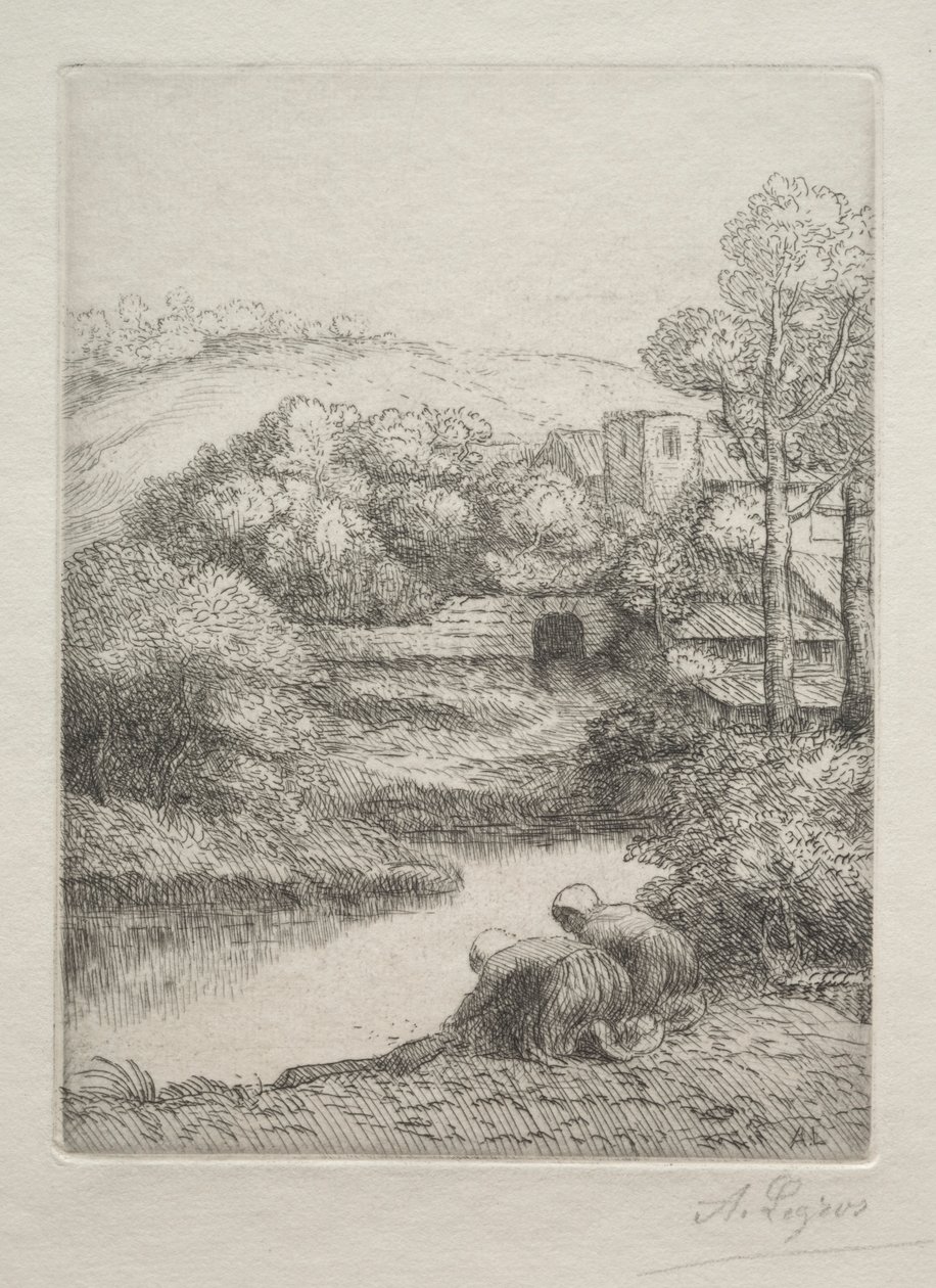De Wasplaats, genaamd De Wasvrouwen door Alphonse Legros