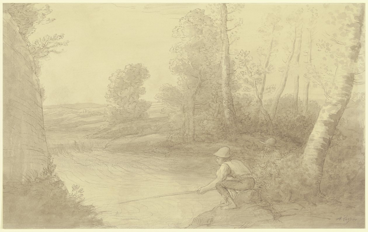 De vissers aan de rivier door Alphonse Legros
