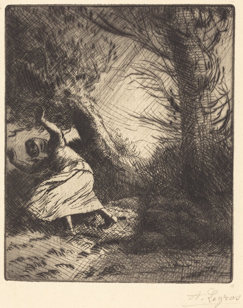 Donder (Een blikseminslag) door Alphonse Legros