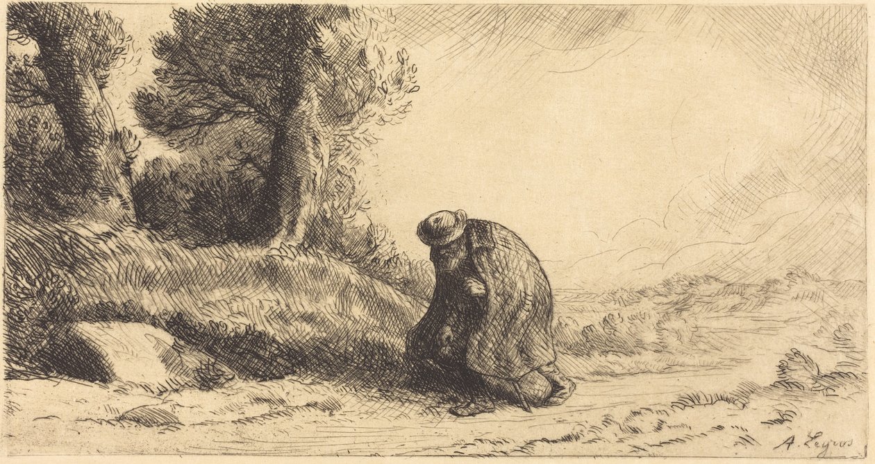 Zwerver die langs een steeg loopt door Alphonse Legros