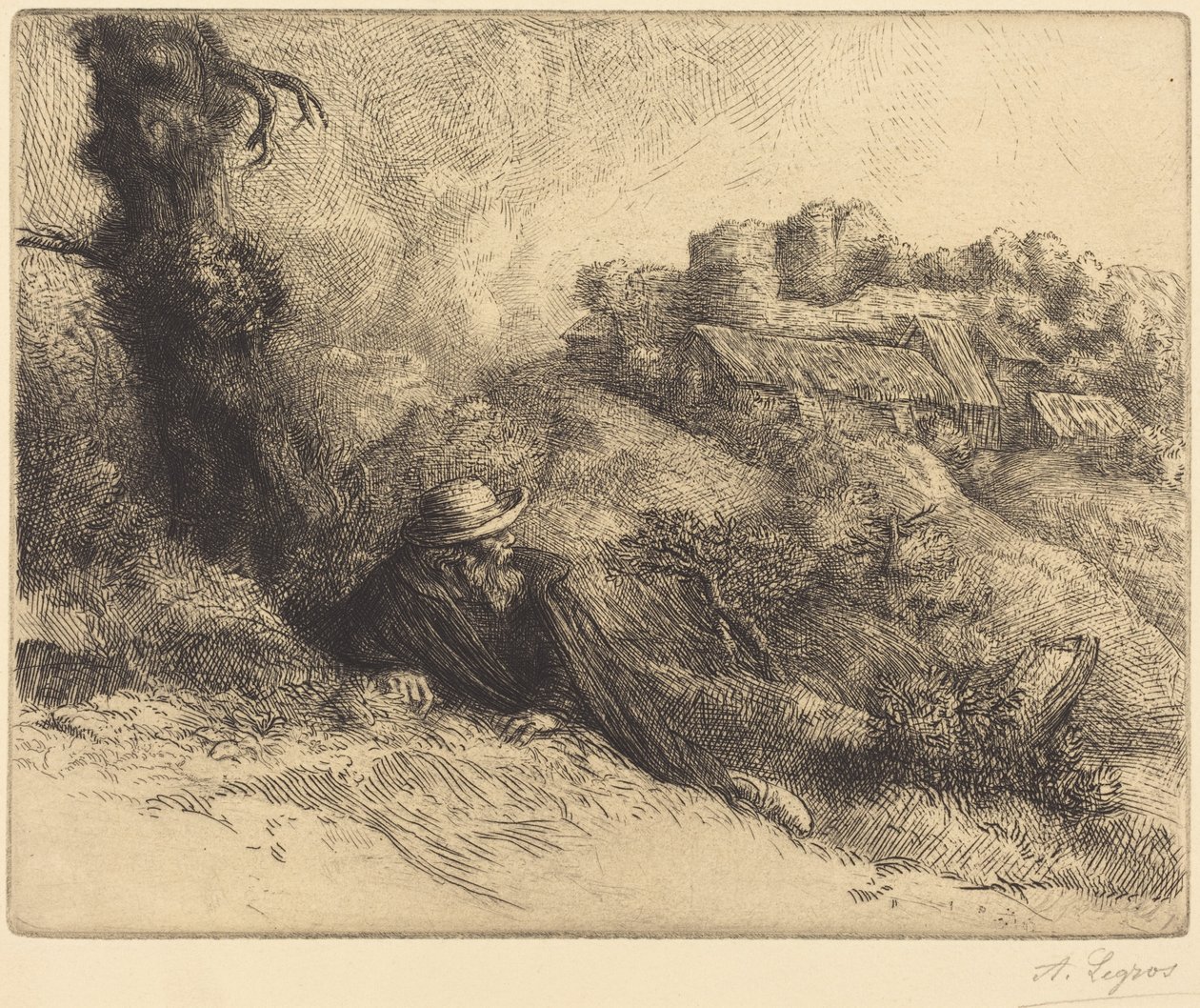 Gezicht op een kasteel (Château des Revenants) door Alphonse Legros