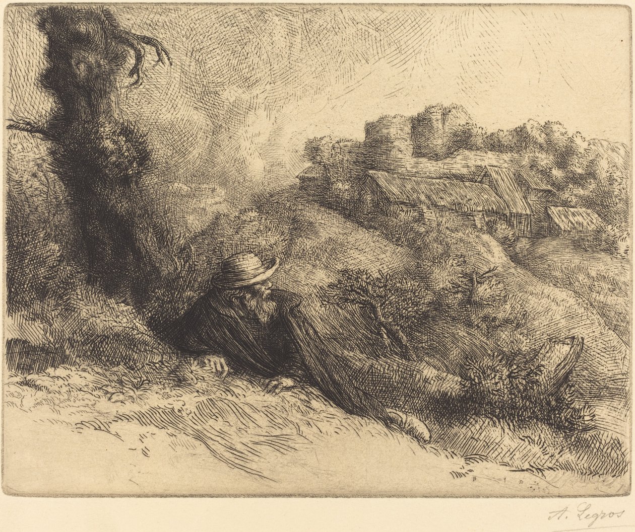 Uitzicht op een kasteel Chateau des Revenants door Alphonse Legros