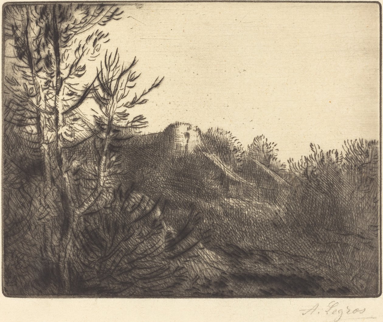 Uitzicht op een boerderij door Alphonse Legros