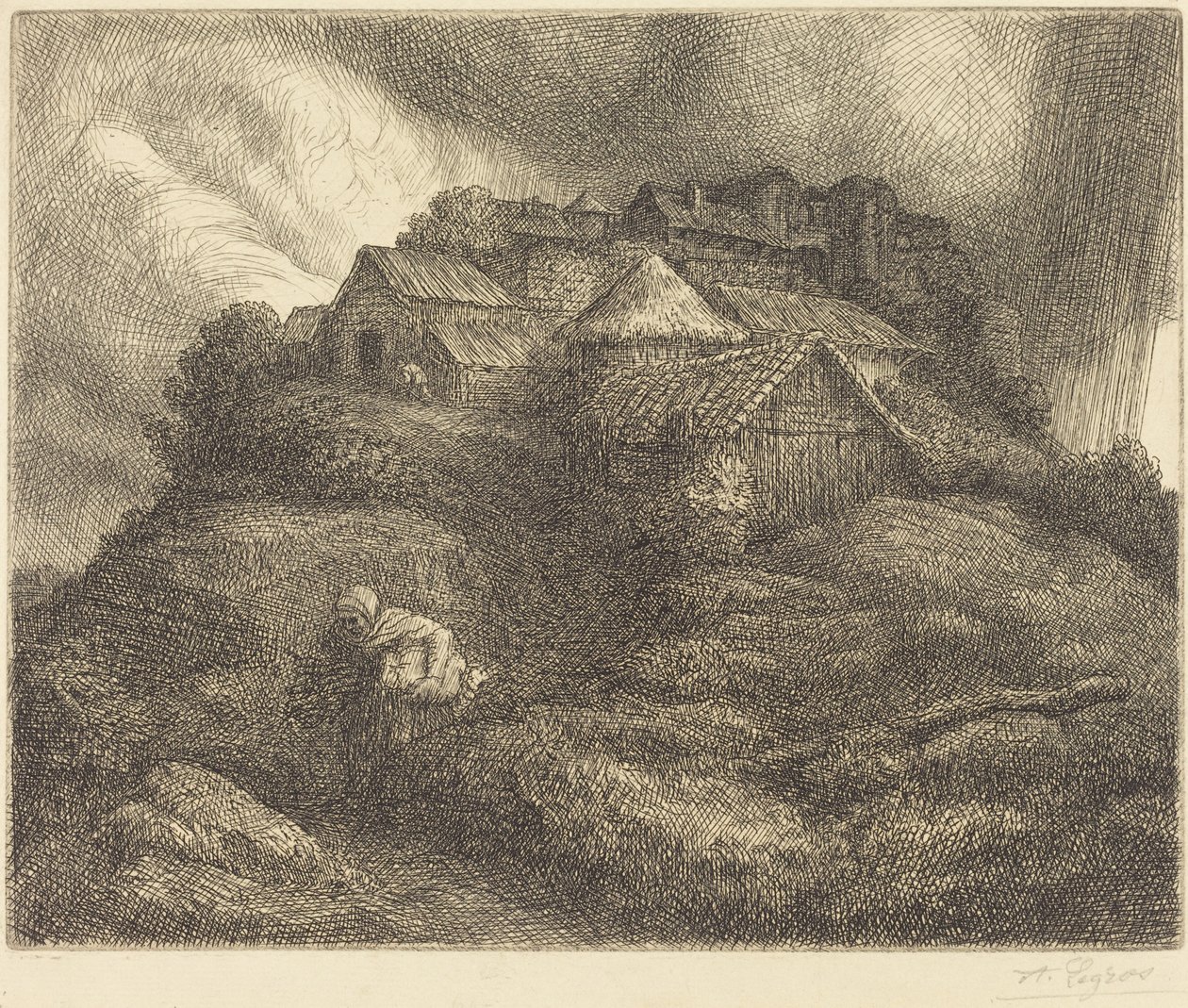 Dorp van Saint-Pierre tijdens een Storm door Alphonse Legros