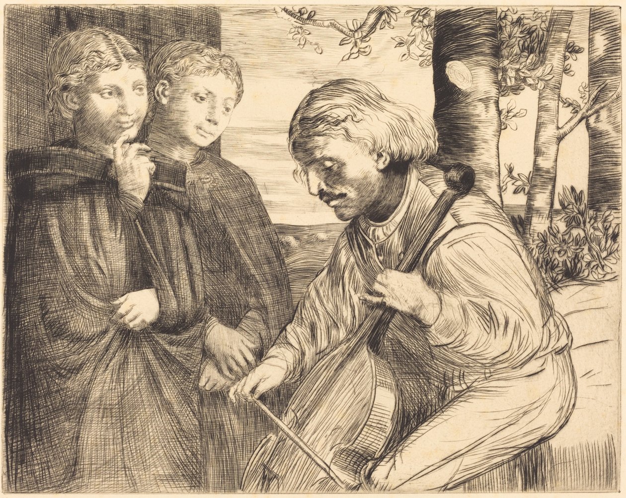 Viol Player (De gambaspeler) door Alphonse Legros