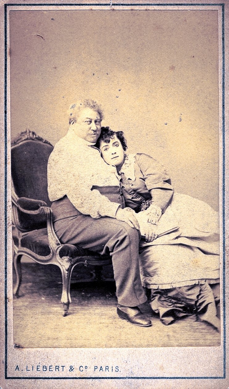 Alexandre Dumas en Miss Menken door Alphonse Liebert & C (foto) door Alphonse Liebert