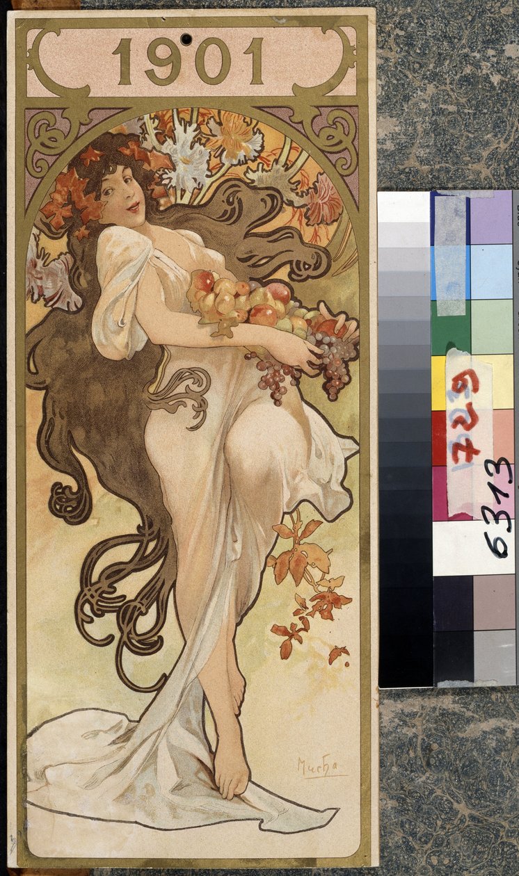 Kalender van het jaar 1901 door Alphonse Marie Mucha