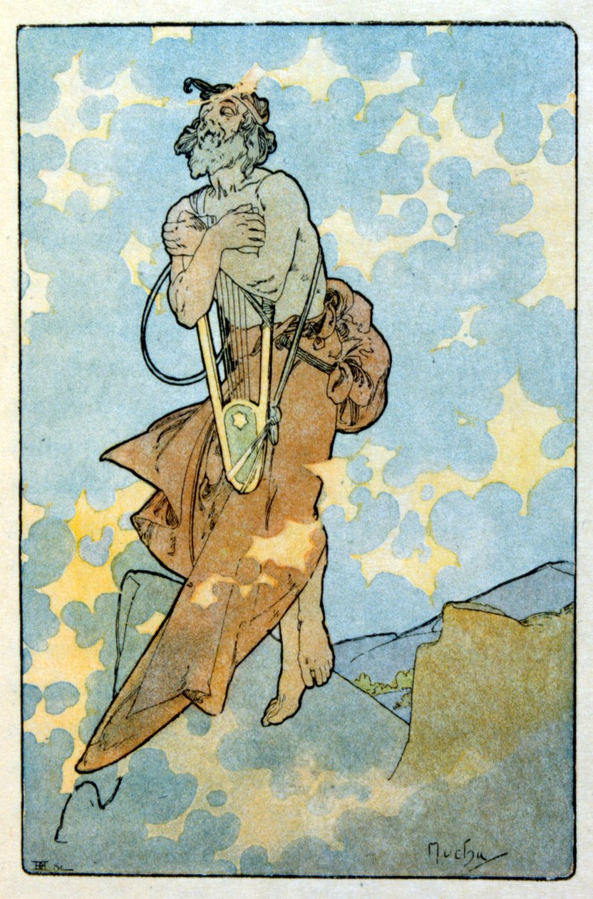 Illustratie door Alphonse Mucha uit "Clio" een werk van de Franse auteur Anatole France. 1900. Mucha (1860 – 1939). was een Tsjechische Art Nouveau schilder door Alphonse Mucha