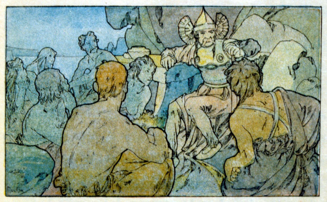 Illustratie door Alphonse Mucha uit "Clio" een werk van de Franse auteur Anatole France. 1900. Mucha (1860 – 1939). was een Tsjechische Art Nouveau schilder door Alphonse Mucha