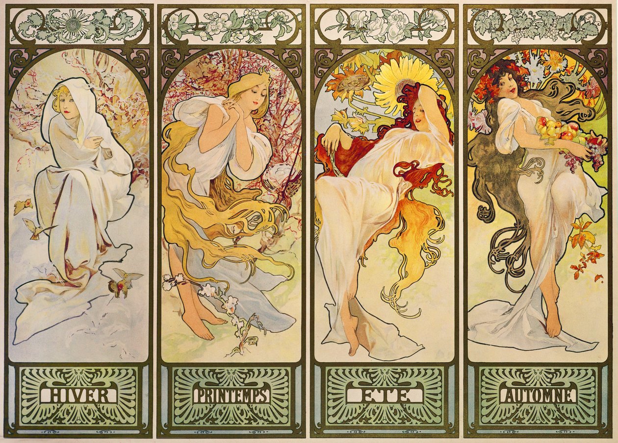 De seizoenen door Alphonse Marie Mucha