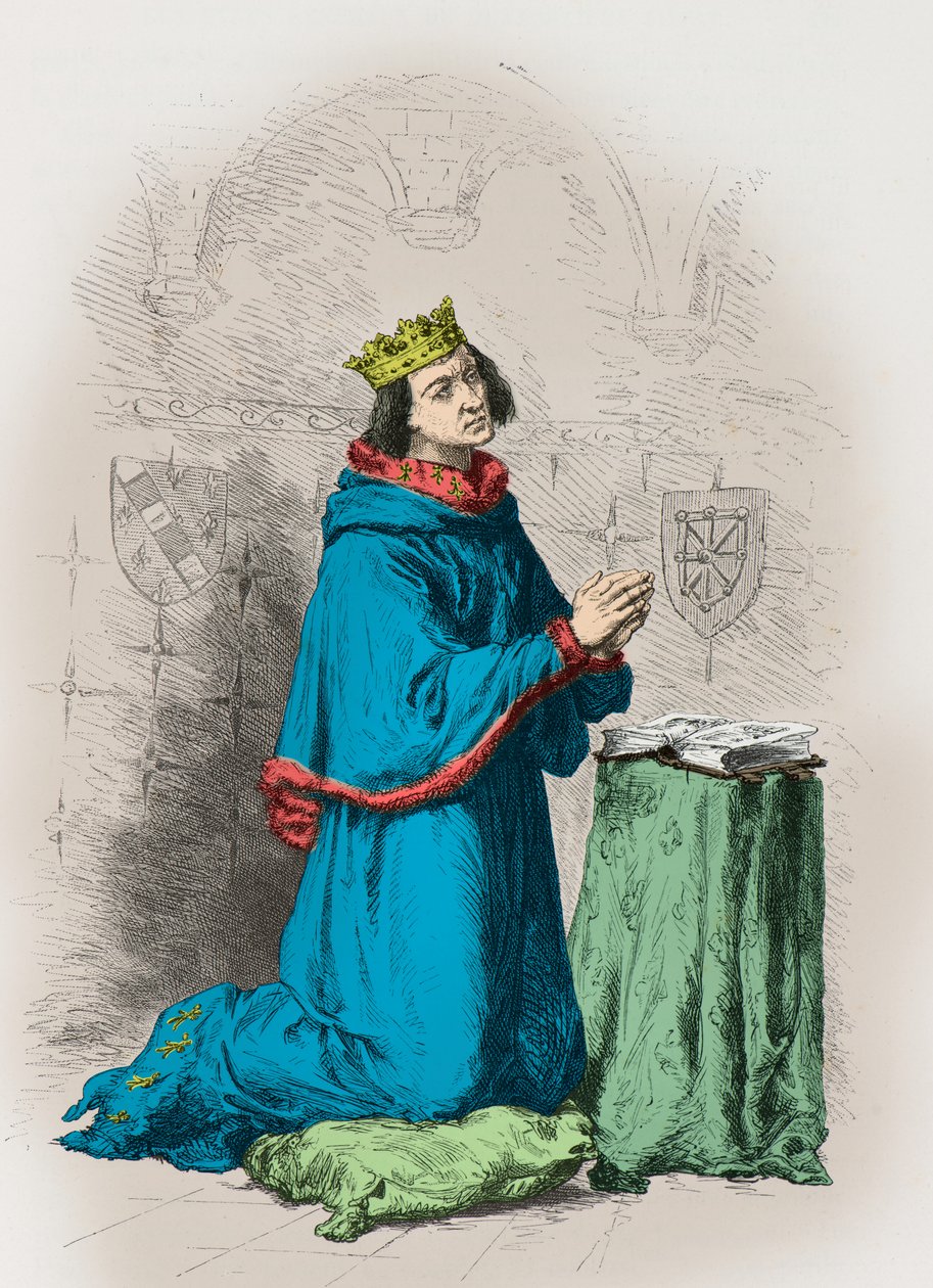 Portret van koning Karel 2 van Navarra (gravure) door Alphonse Marie de Neuville