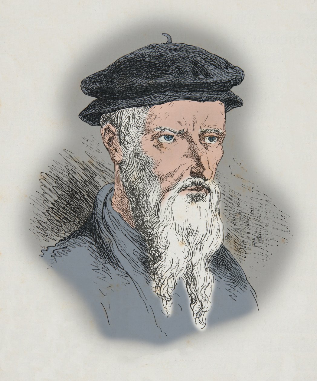 Portret van Guillaume Farel (Gravure) door Alphonse Marie de Neuville