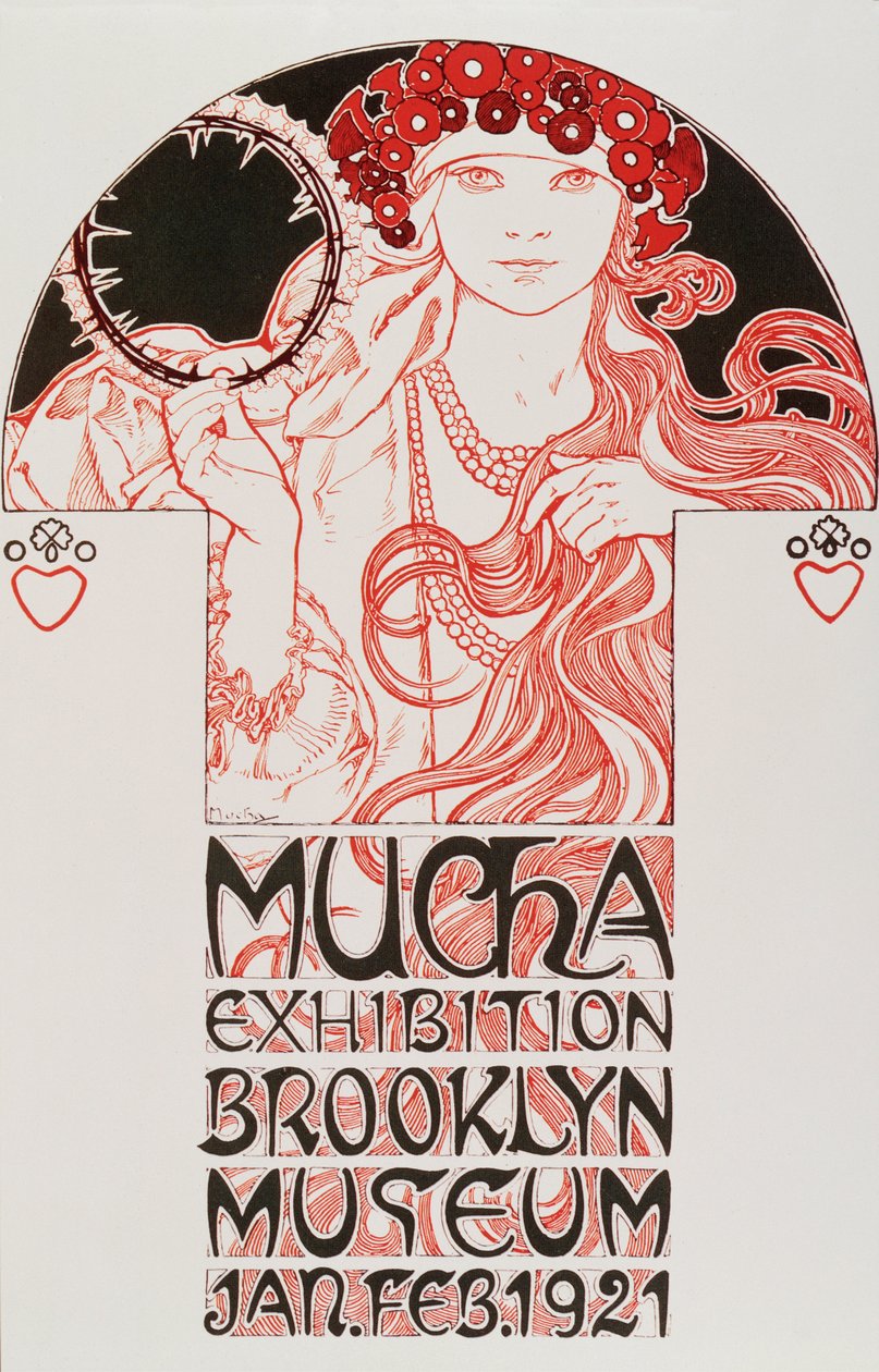 Reclameposter door Alphonse Mucha voor de Mucha-tentoonstelling in het Brooklyn Museum, 1921 door Alphonse Mucha