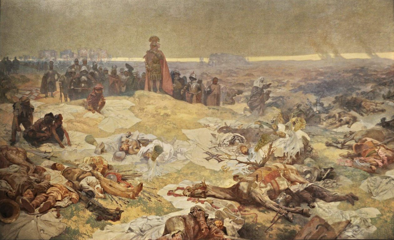 Na de slag bij Grunwald. De solidariteit van de noordelijke Slaven De cyclus Het Slavische epos door Alphonse Mucha
