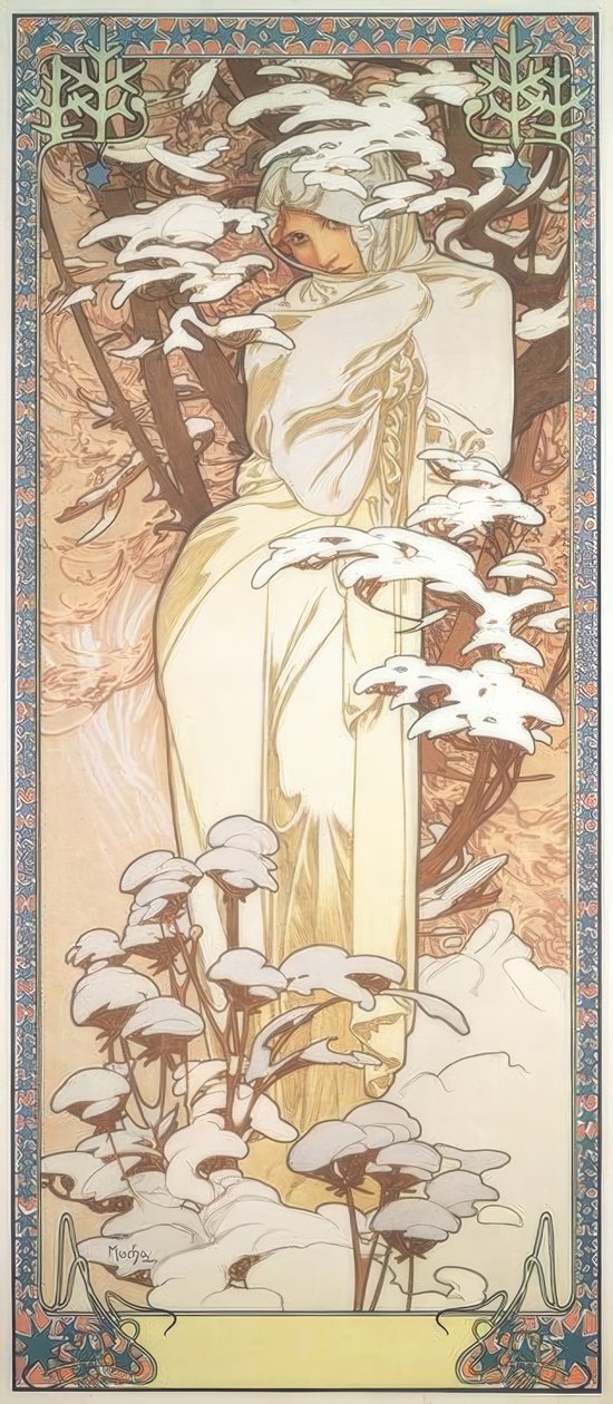 De winter door Alphonse Mucha