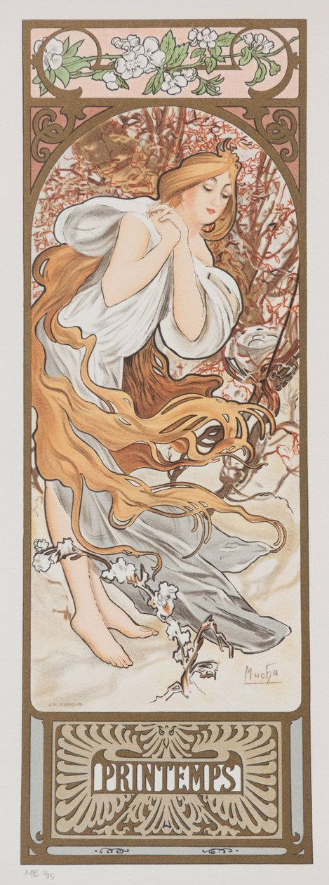 De Seizoenen. Lente, 1897 door Alphonse Mucha