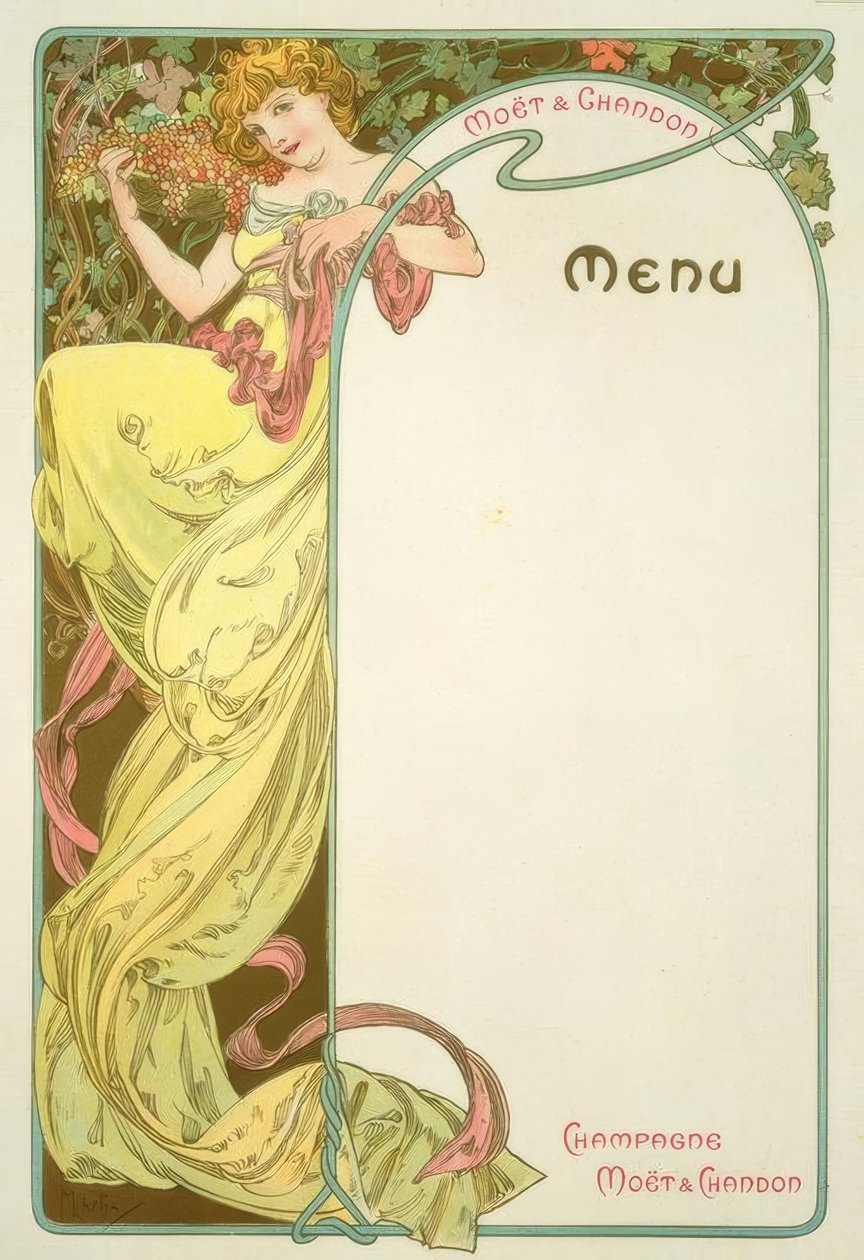 Moët & Chandon / Menu door Alphonse Mucha