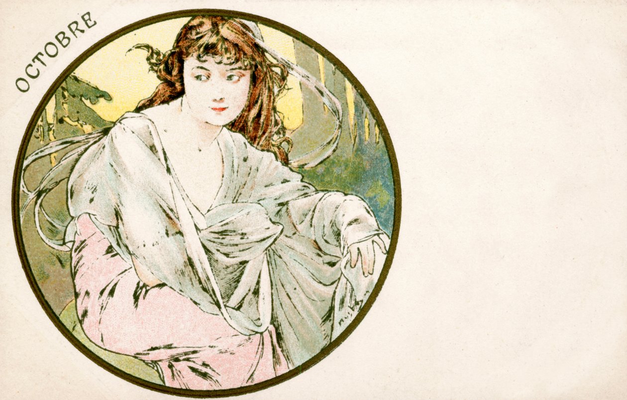 Oktober, 1900 door Alphonse Mucha