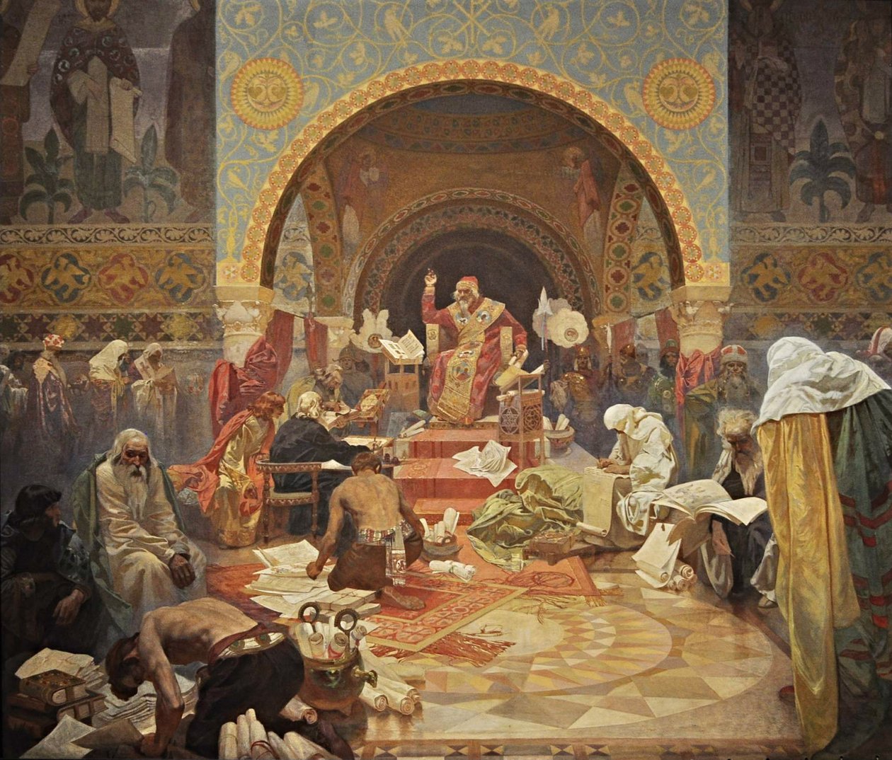 De Bulgaarse Tsaar Simeon De cyclus Het Slavische Epos door Alphonse Mucha