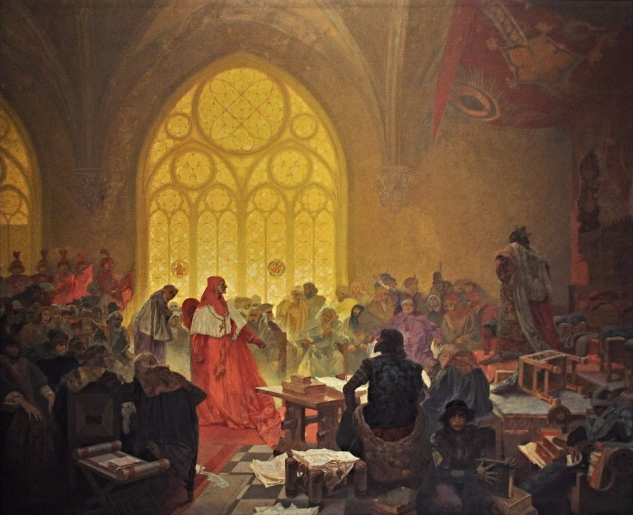 De Hussietenkoning George van Podebrady De cyclus Het Slavische Epos door Alphonse Mucha