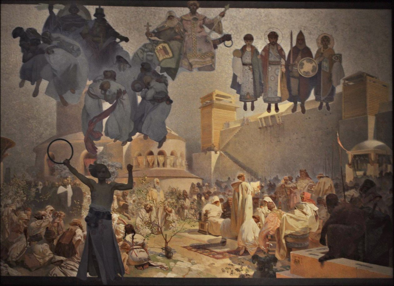 De Invoering van de Slavische Liturgie De cyclus Het Slavische Epos door Alphonse Mucha