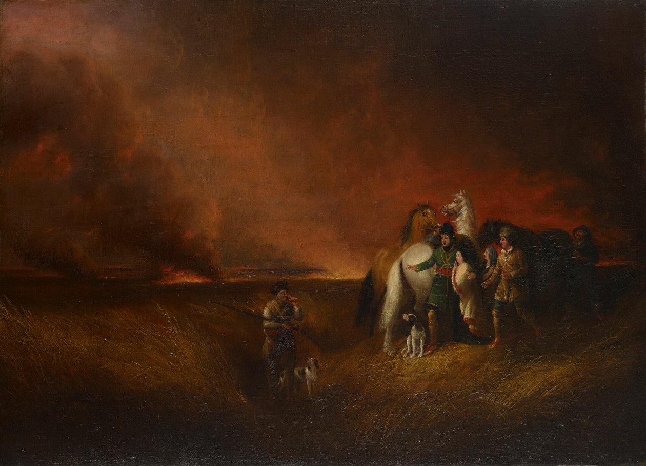 De Prairie in Brand, 1827 door Alvan Fisher