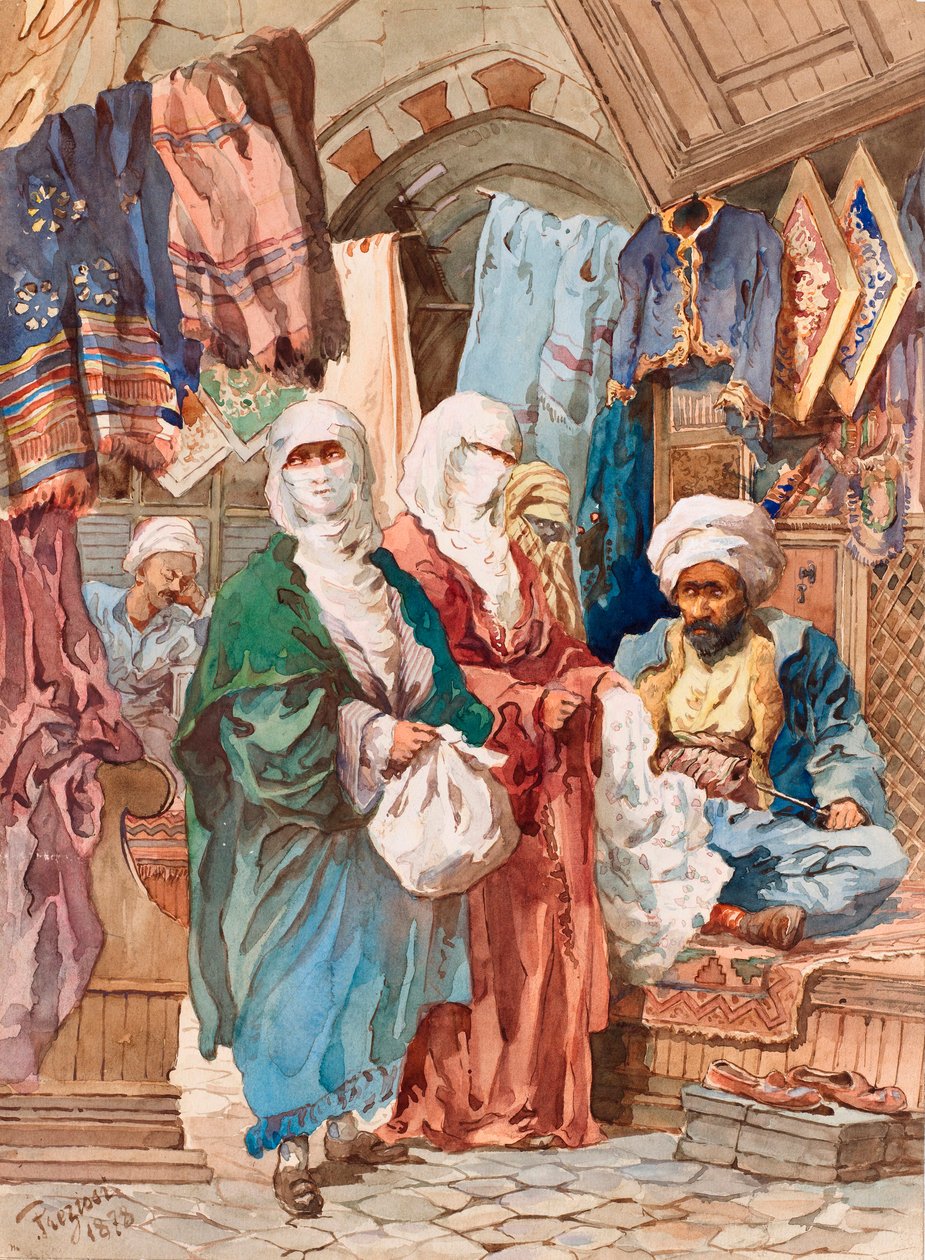 De Zijde Bazaar door Amadeo Preziosi