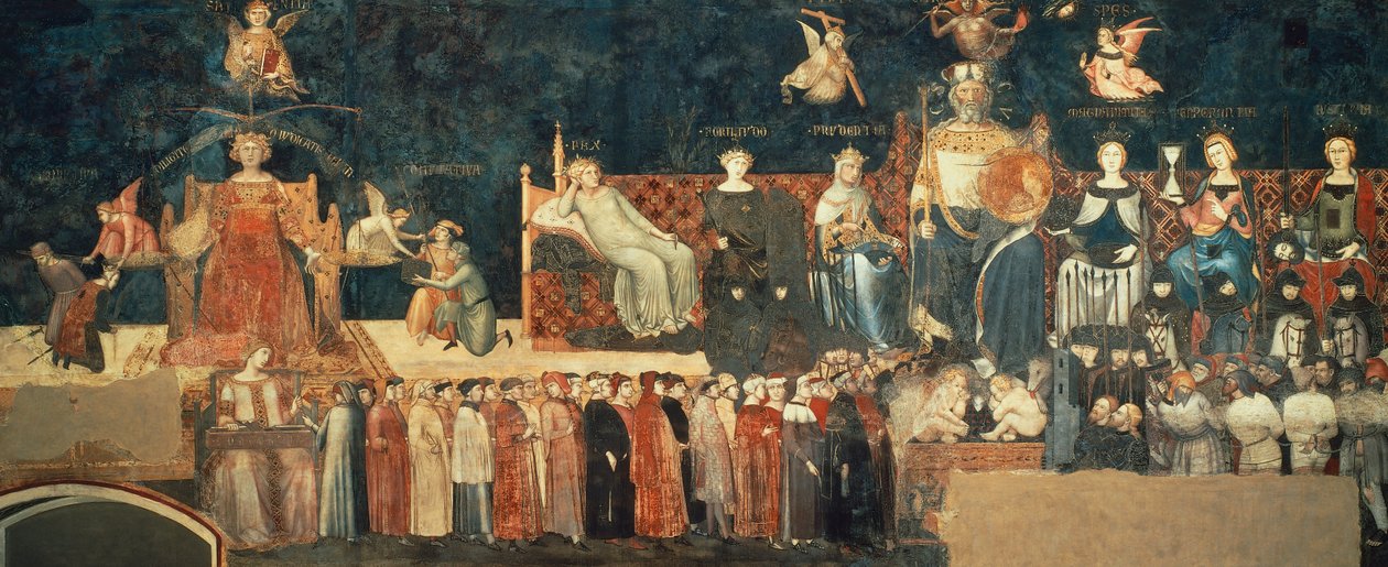 Allegorie van Goed Bestuur (detail) door Ambrogio Lorenzetti
