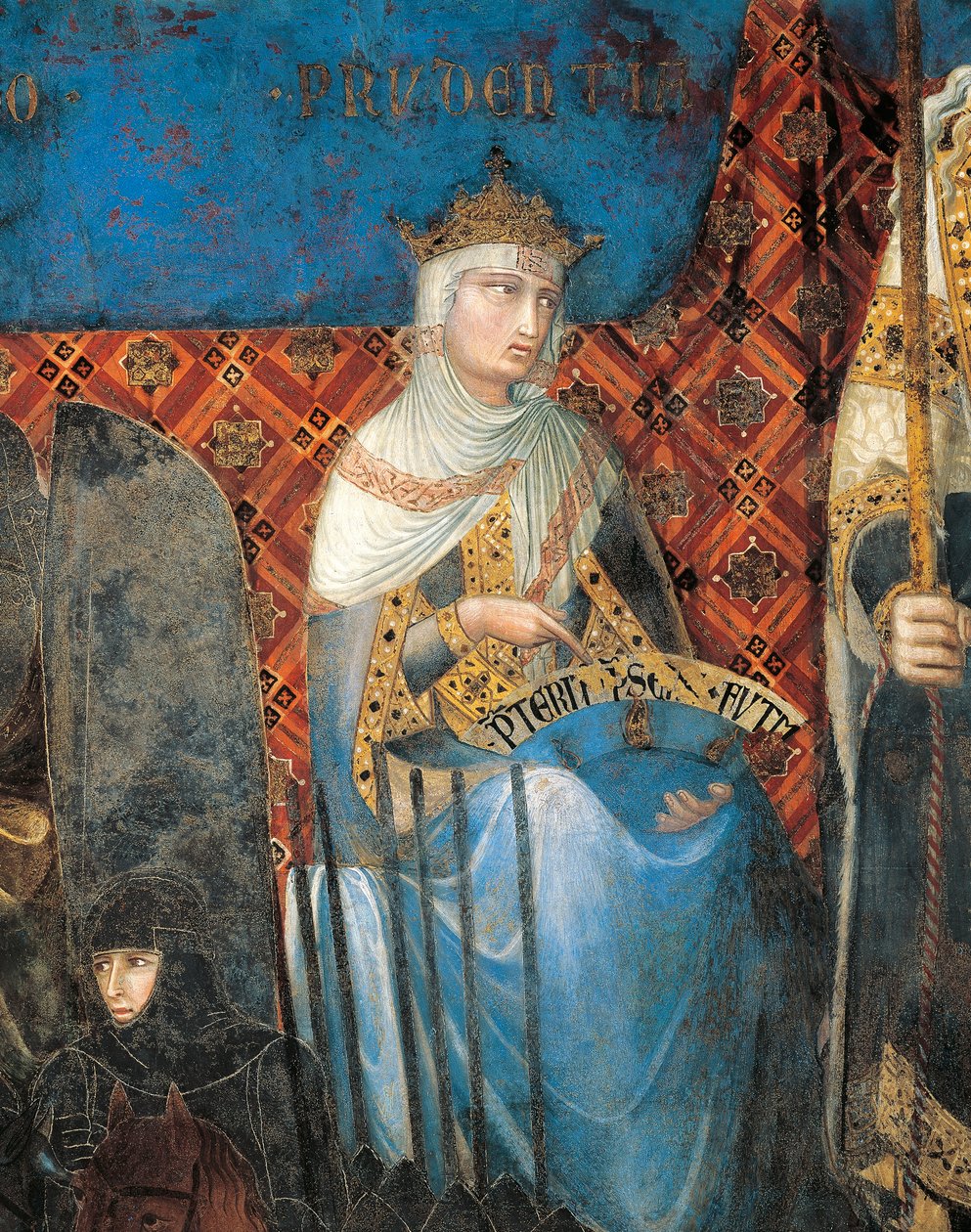 Allegorie van Goed Bestuur, voorzichtigheid, detail uit Allegorie en effecten van goed en slecht bestuur in stad en land door Ambrogio Lorenzetti