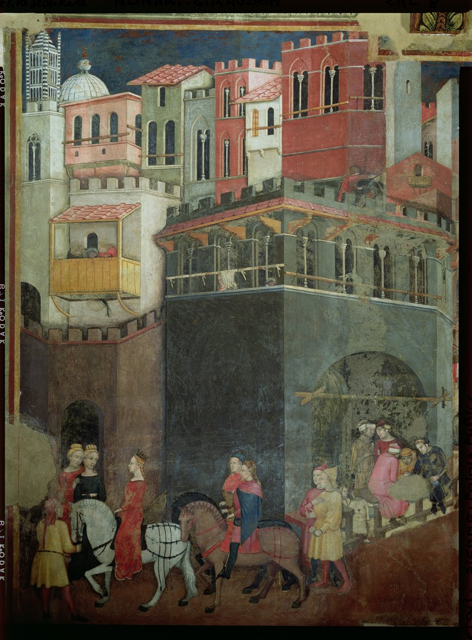 Effecten van Goed Bestuur in de Stad (detail) door Ambrogio Lorenzetti