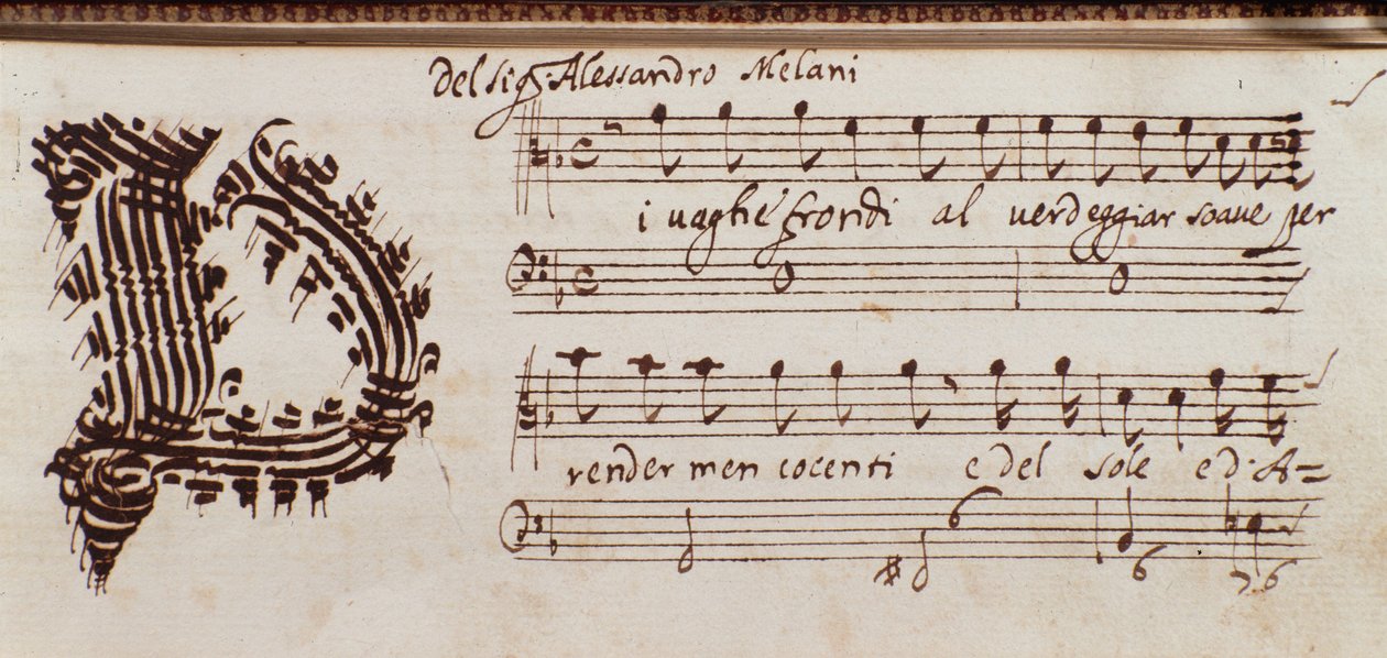 Pagina van verzameling partituren door Alessandro Stradella door Ambrogio Preda