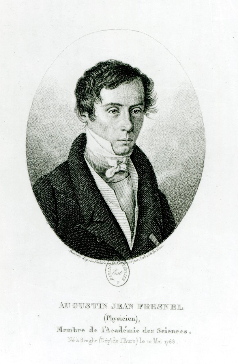 Augustin Jean Fresnel (1788-1827) 1825 door Ambroise Tardieu