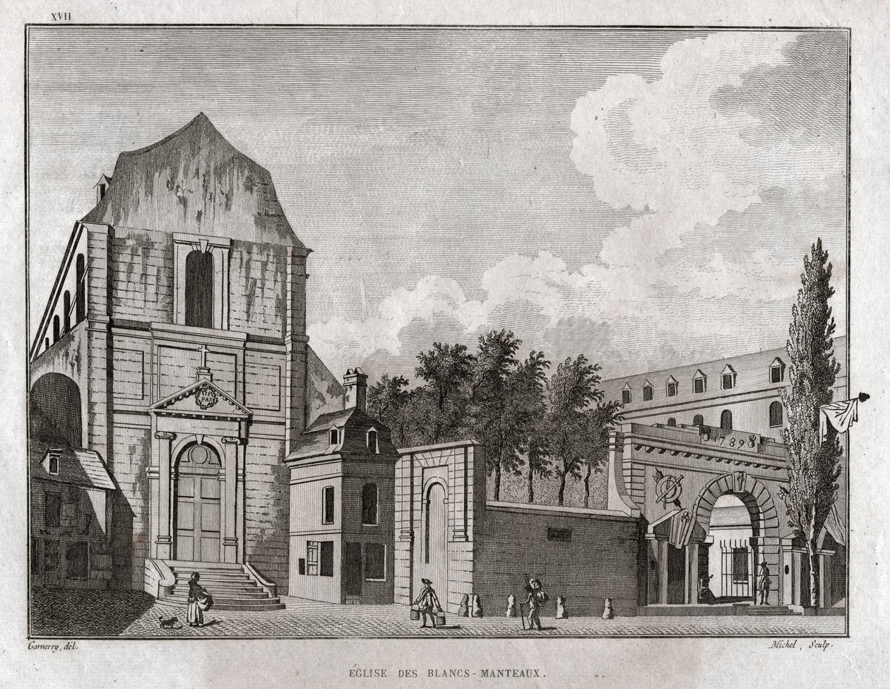De kerk van de Blancs Manteaux in de Marais wijk in Parijs door Ambroise Louis Garneray