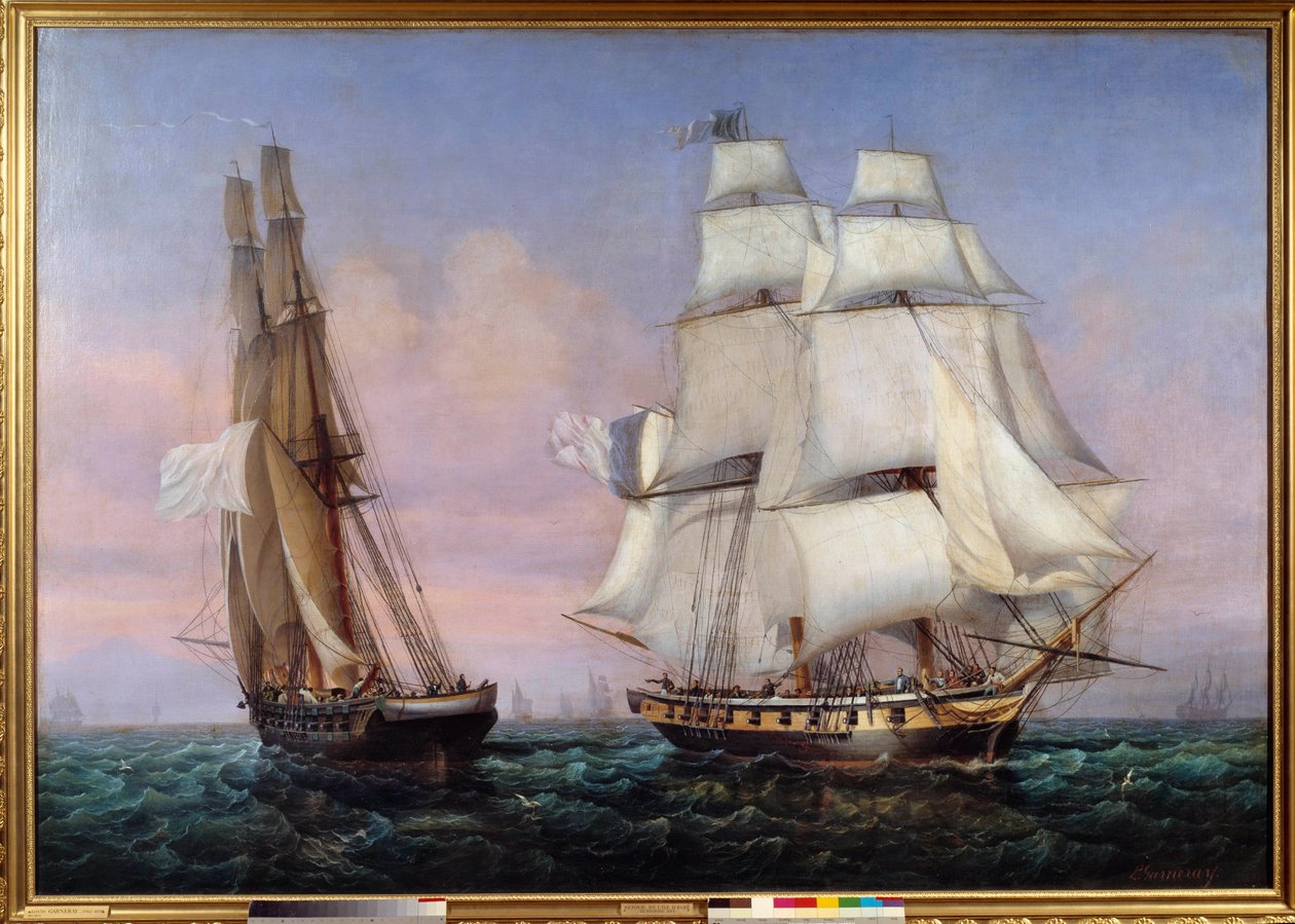 Terugkeer van het eiland Elba 28/02/1815 Napoleon I (1769-1821) aan boord van het schip 