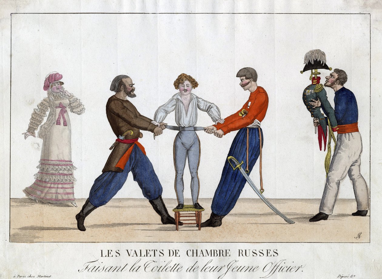 Toilet van een jonge Russische officier. door Ambroise Louis Garneray