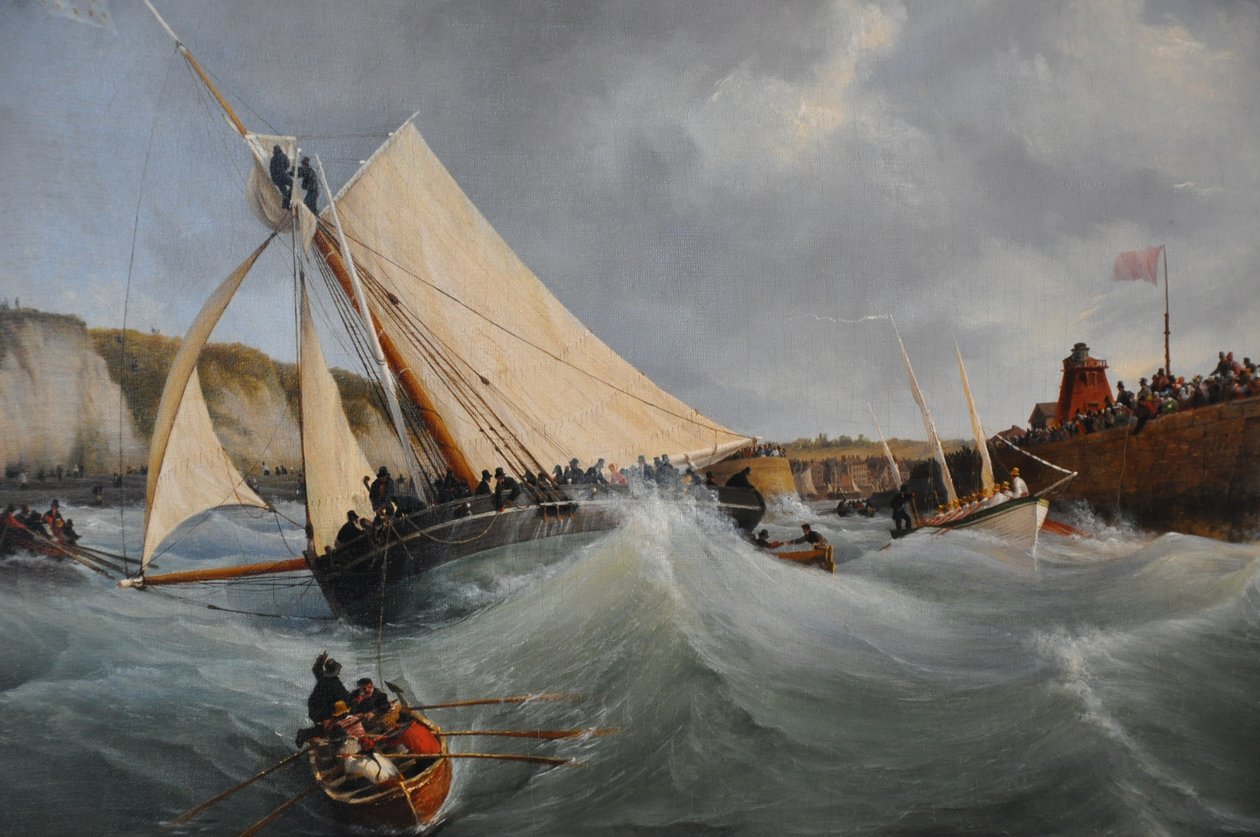 de Furet staatskotter in dienst van Hare Koninklijke Hoogheid de Hertogin van Berry verlaat de haven van Dieppe door Ambroise Louis Garneray