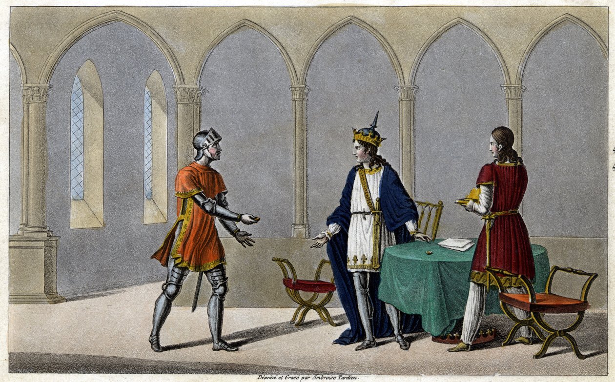 Childerik I had voor zijn vertrek uit Frankrijk de helft van een gouden muntstuk genomen, de andere helft had hij aan Guyeman gegeven. Ongeveer zes tot acht jaar later, toen Guyeman zag dat de geesten terugkeerden ten gunste van Childerik, stuurde hij hem  door Ambroise Tardieu