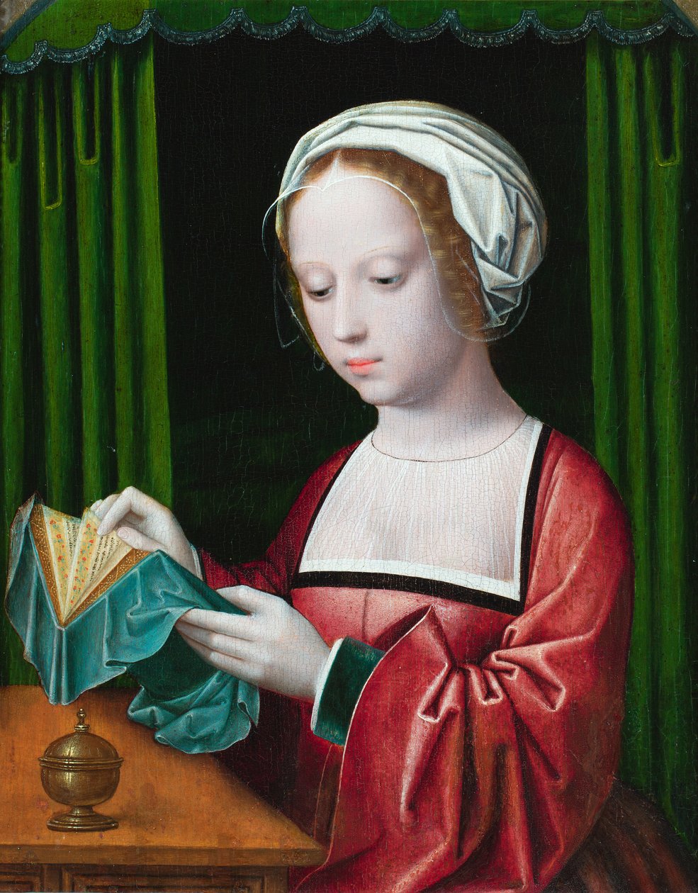 De Magdalena lezend (olieverf op paneel) door Ambrosius (follower of) Benson