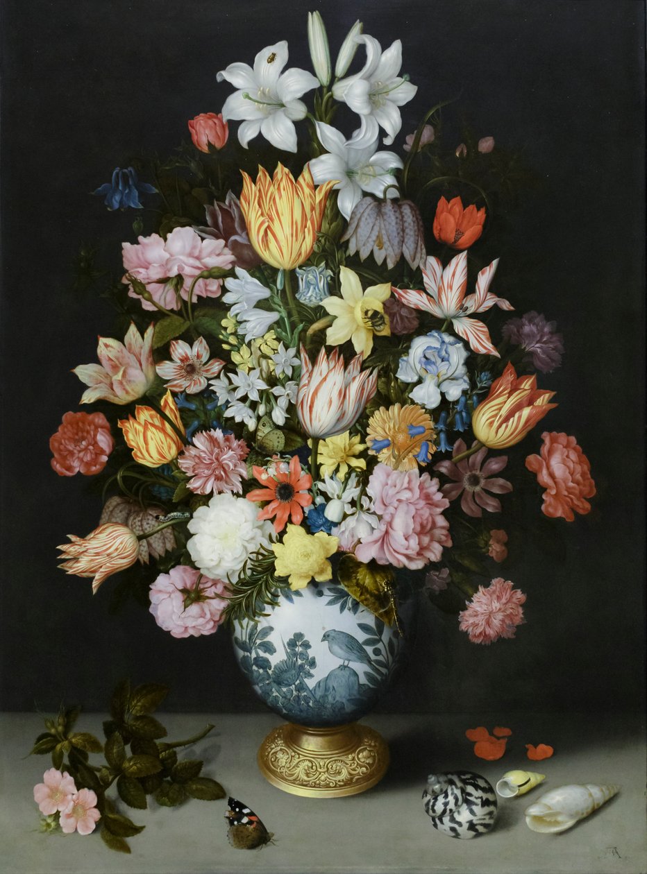 Stilleven van bloemen in een Wan Li-vaas door Ambrosius the Elder Bosschaert