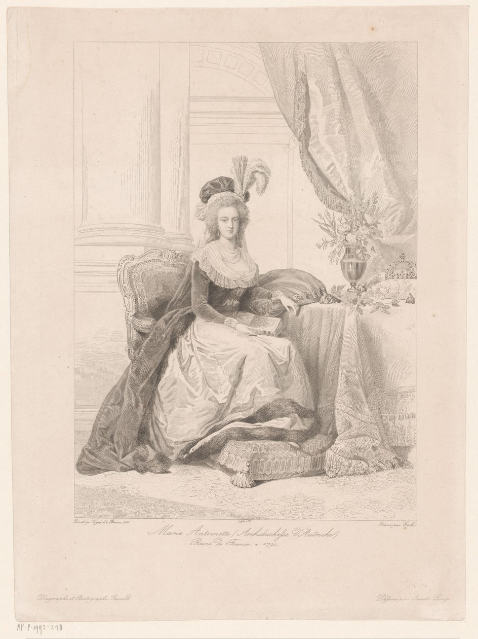 Portret van Marie Antoinette, koningin van Frankrijk door Amédée Félix Barthélemy Geille