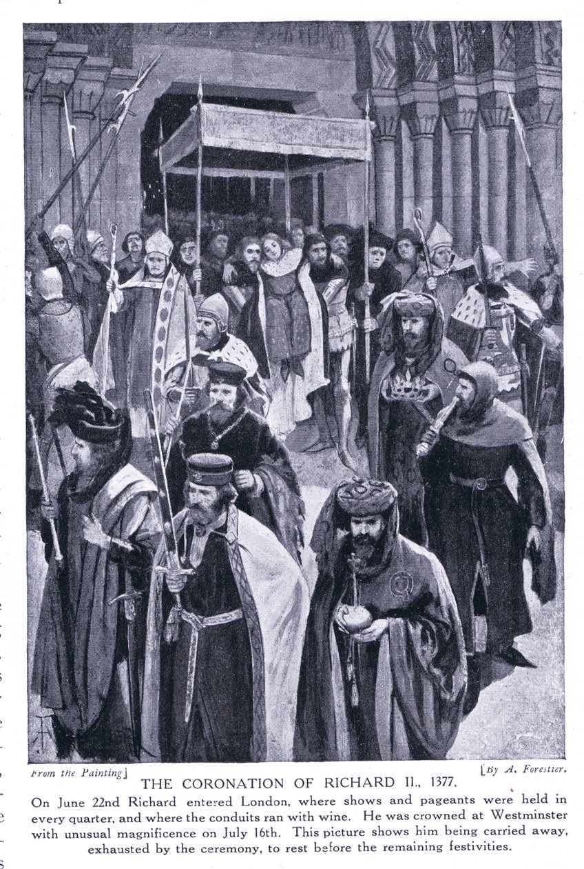 Kroning van Richard II AD1377, jaren 1920 door Amedee Forestier