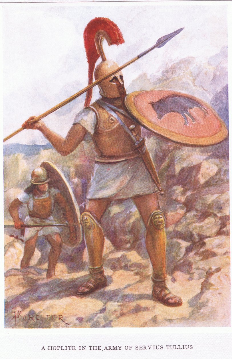 Een Hopliet in het leger van Servius Tullius, illustratie uit De ...