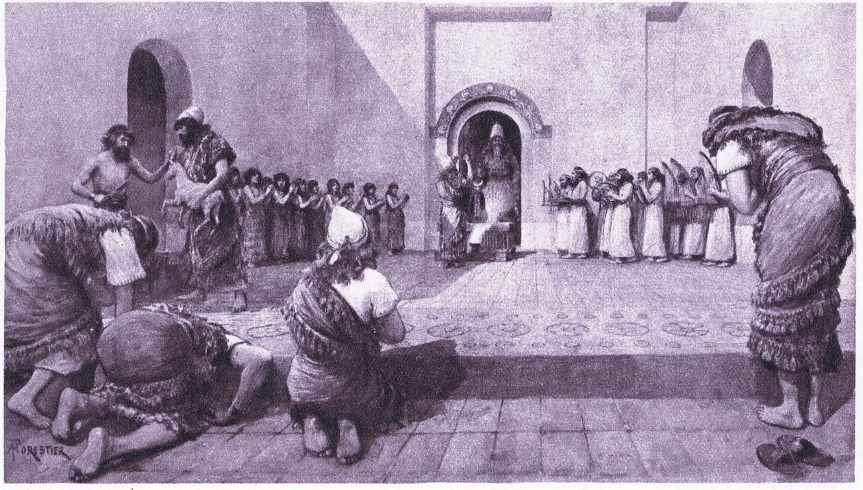 Voor het heiligdom van de Maangod in Ur, 1925 door Amedee Forestier
