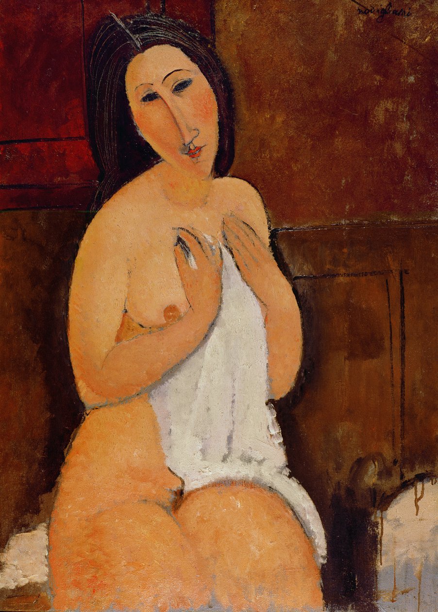 Zittende Naakte met een Shirt door Amedeo Modigliani